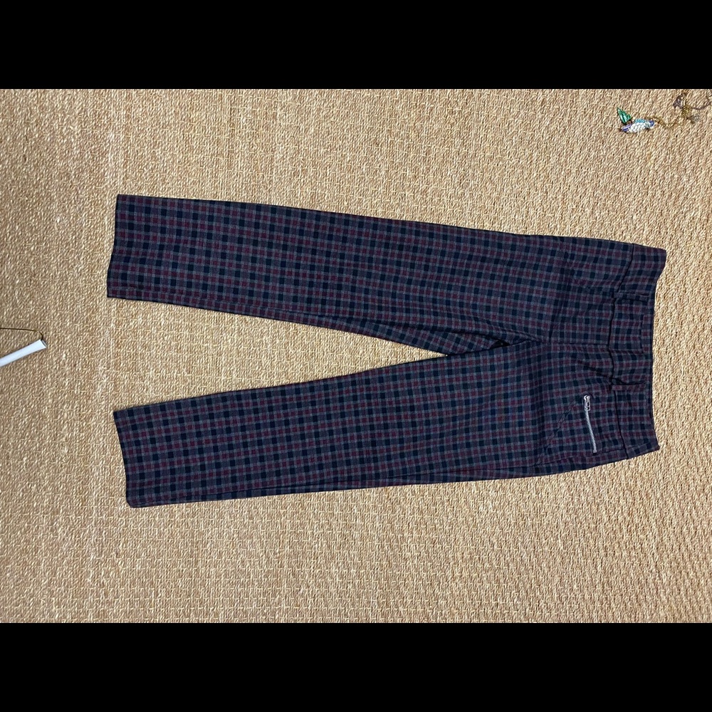 Margaret M plaid skinny/straight leg pants